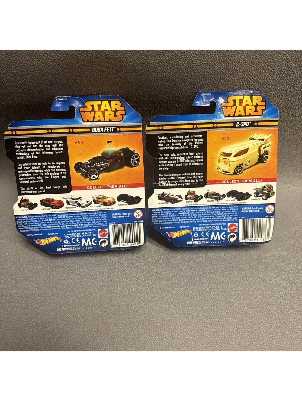 Star Wars Hot Wheel Character Lot  Of 4 Boba Fett Luke Skywalker C-3PO Chopper